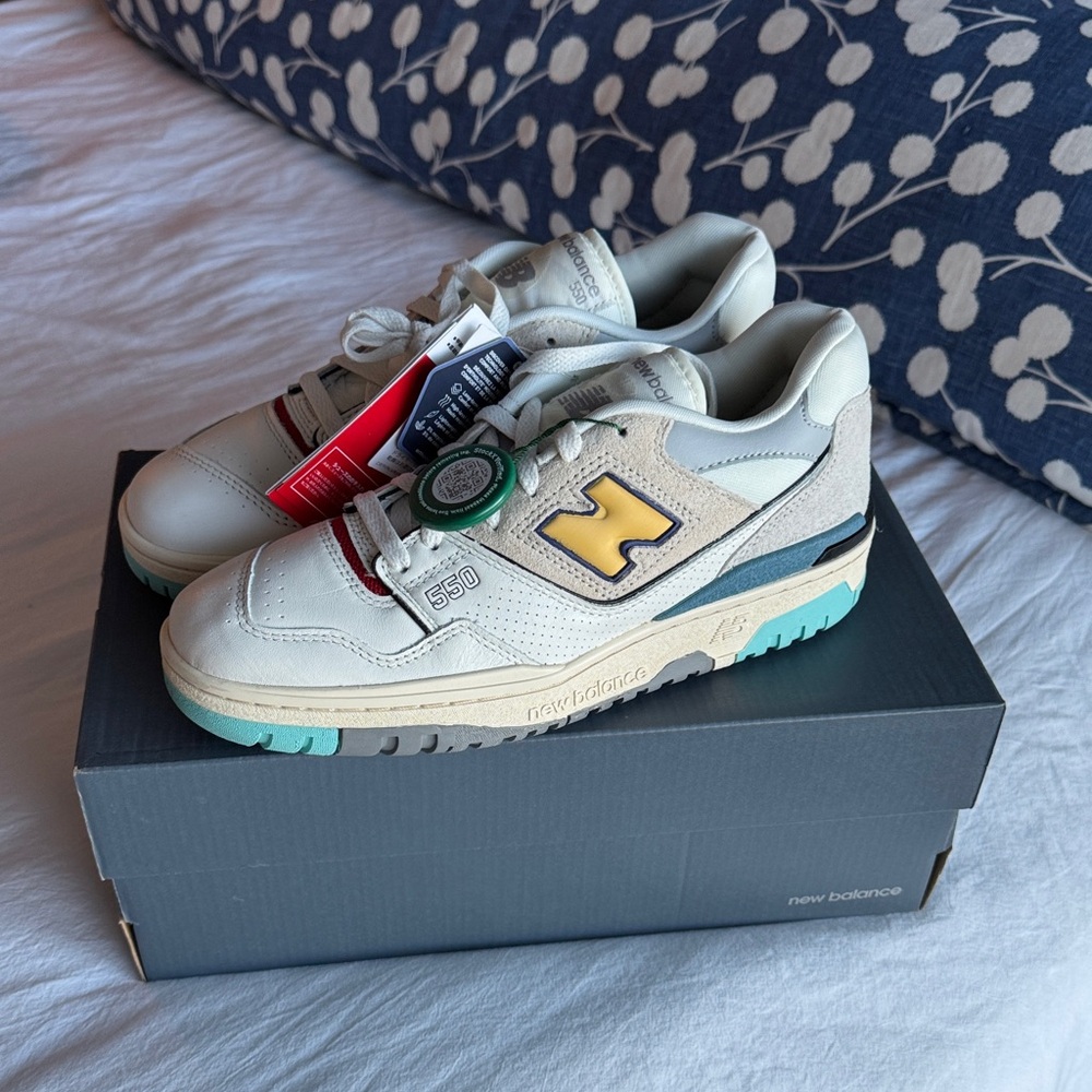 New Balance 550 Sea Salt Yellow Sneakers - Cream, Black, and Sea Salt Yellow
